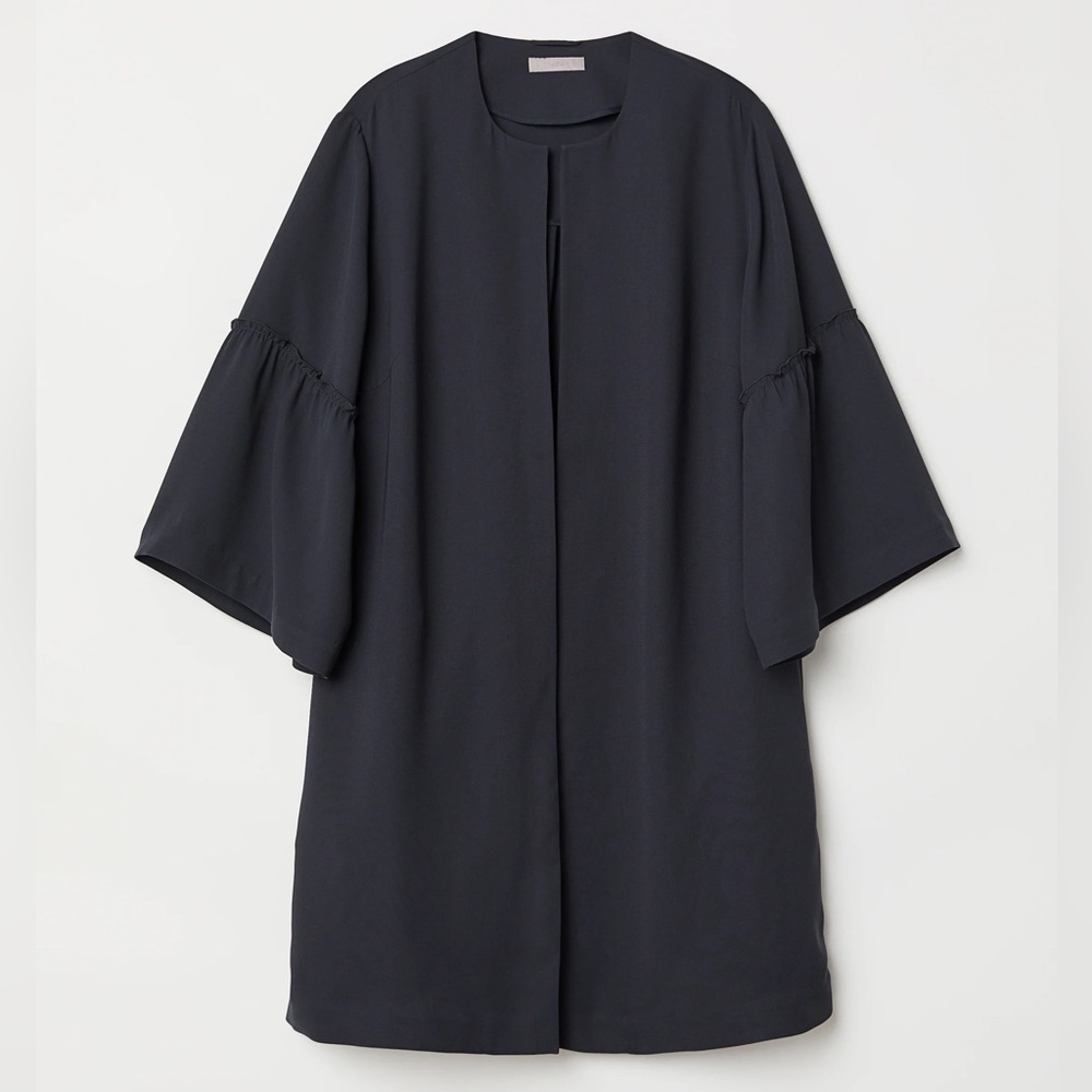 H&M Navy Blue Ink Flutter Sleeve Jacket Coat